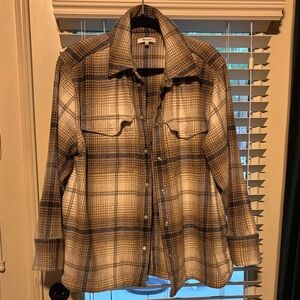 Madewell Beige and Brown Plaid Utility Shacket